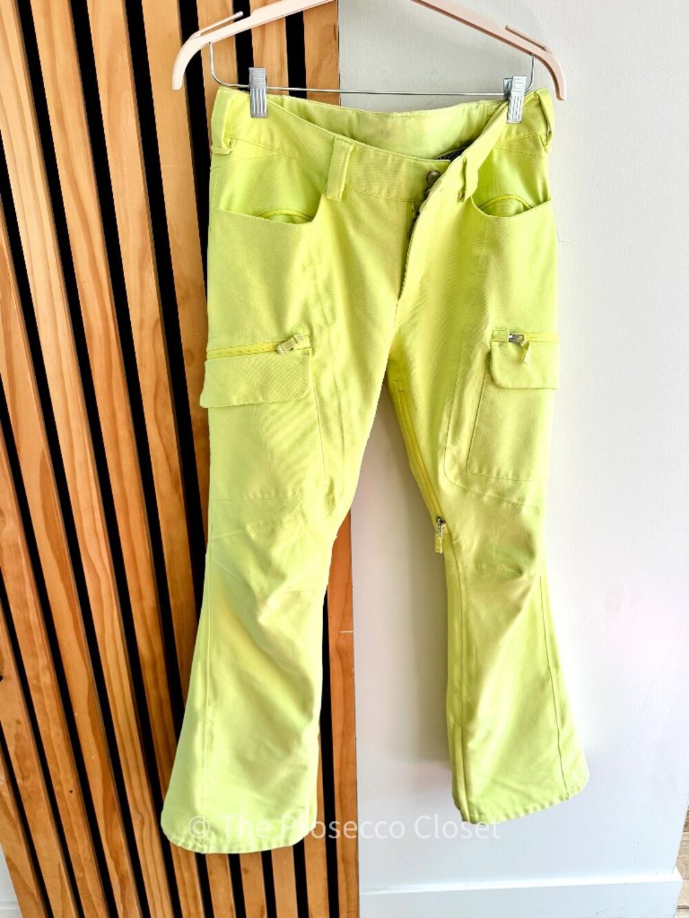 Y2K Womens Burton Lime Chartreuse Snowboard Cargo Pants (L)